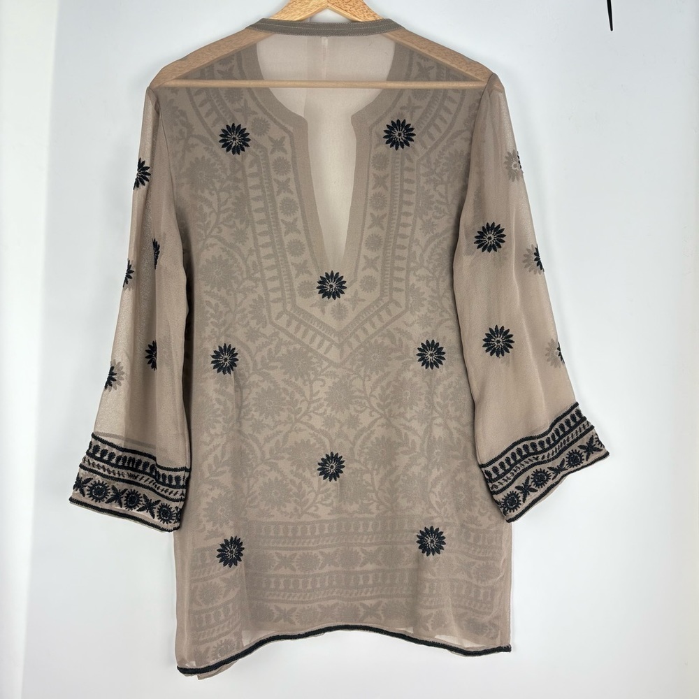 Free People Mauve Sheer Embroidered Tunic Blouse - Picture 6 of 6